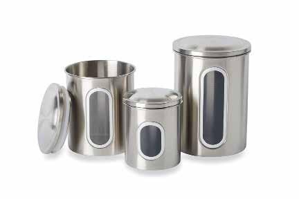 FOX RUN FOOD STORAGE STAINLESS STEEL CANISTER SET (3 PIECE) 6103 1