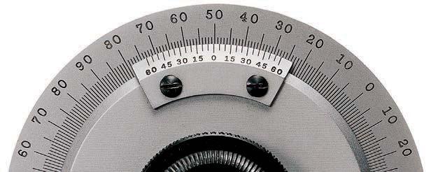 The Vernier scale is also graduated to the right and left of zero up to 60 minutes (60'), each of the 12 Vernier graduations representing 5 minutes.