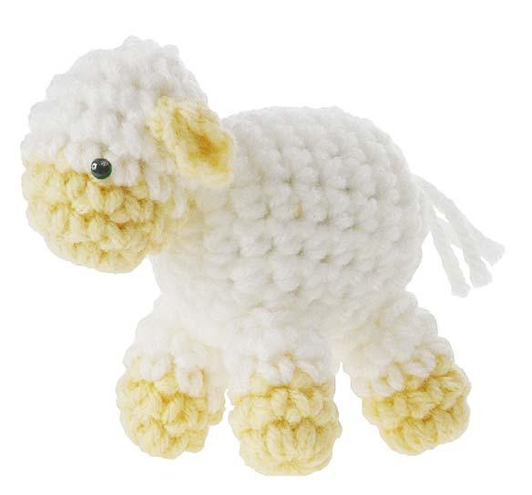 Lamb About 3" tall Worsted-weight Worsted-weight yarn: small amounts yarn: small white amounts and white and lt. gold lt. gold Head Rnd 1: With lt.