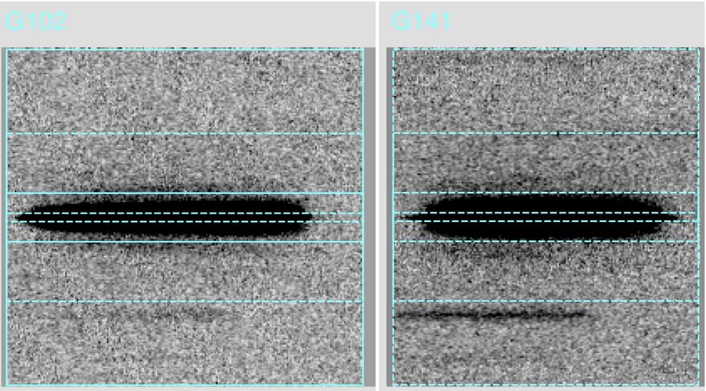 Figure 2: axedrizzled 1 st order GD153 spectra generated from four sub-pixel dithered grism images taken near the center of the field-of-view obtained in calibration program 13092.