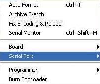If you do not designate a port, you cannot transfer the sketch to the board.