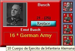 In the image below it is 2º Ejercito Panzer, the general is Heinz Guderian and has two stars (See Generals).