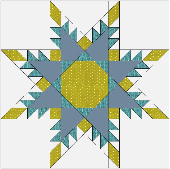 Cutting Fabric 1 - background (white, light) Fabric 2 - star center, tips and squares (gold, medium) Fabric 3 - contrasting spines (green, dark) Fabric 4 - star points (gray, dark) 2 Pre-cutting