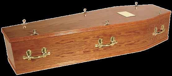 An Oak veneer style coffin with veneered