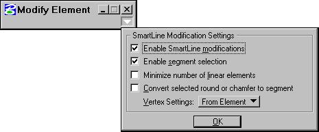 The Modify Element Tool Modifying Curves and Complex Elements 1. With the Modify Element tool active, identify the curve element somewhere on its right side. Move the pointer and modify the curve.