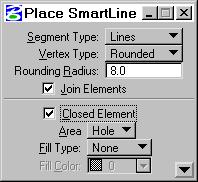 Smarter Lines 8. Press <Ctrl>+<Spacebar>, to display the Tool Settings window at the pointer position. 9. Change the Segment Type back to Lines, the Coordinates to Rectangular.