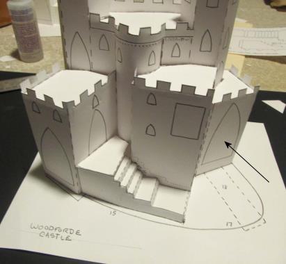 Then attach that assembly to the castle, gluing it both to