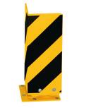 89B Crash guard angle Steel plate 5 mm thick, powder-coated yellow with black stripes (loose supply),, leg length 160 mm approx.kg Part-No. Compensates impacts from fork lift trucks.