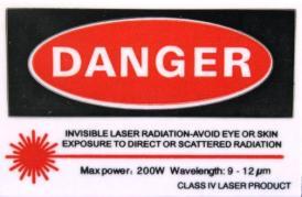 Laser Danger label Indicates laser class and associated warnings 4.