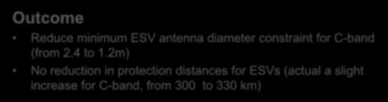 AI 1.8: Earth Stations On-board Vessels (ESVs) Goal Facilitate C- and Ku-band spectrum for ESVs Outcome Reduce minimum ESV antenna diameter