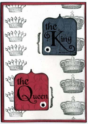 Club Scrap Special Edition From the Heart Page 9 of 10 Card #8 Red Die Cuts: The Queen Grey Die Cuts: The King (2) Black Brads Black ink 1.