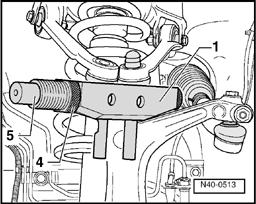 40-17 - Position body -1- on wheel bearing housing. In doing so, recesses engage beneath joints of links. Note: On inserting body, pay attention to boot as to avoid damage.