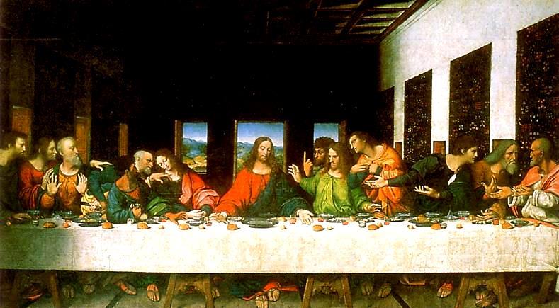 His Last Supper shows Jesus last meeting with the 12 apostles before the