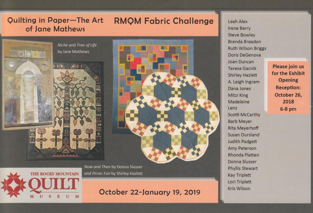 The Common Thread Chronicle Quilting, Fiber Events and Exhibits Colorado Rocky Mountain Quilt Museum https://www.rmqm.