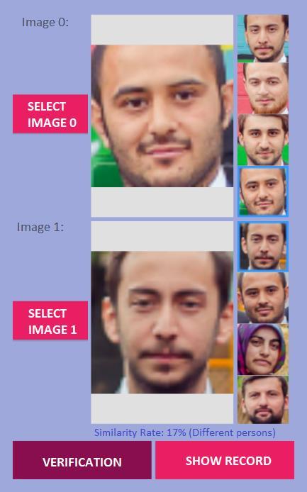 When the validation process is applied, it is given that the faces selected in Image 0 and Image 1 belong to the same person because the similarity ratio is 71%.