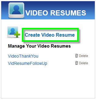 Getting Started Creating a New Video Resume To begin working on