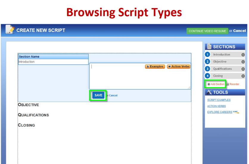 Whether you have selected a script type or started from scratch, you will be presented with the Create New Script window.