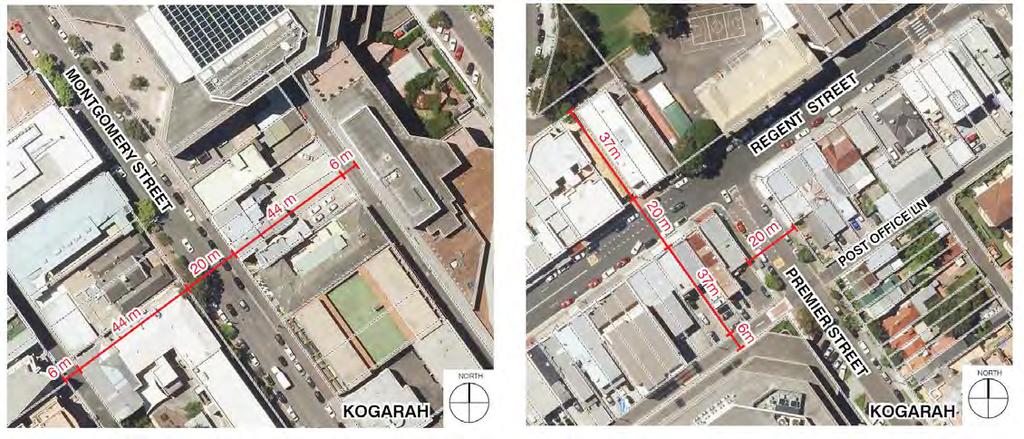 3.1.1 Blocks and Streets 3.1.1.1 The Kogarah City Centre Core Within the existing grid structure of the City Centre between Post Office Lane and Kensington Street, blocks have depths of approximately 45 m.