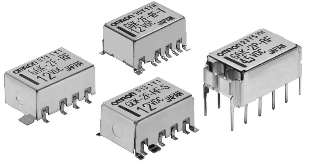 Surfacemounting, 1HzBand/ 3HzBand, Miniature, DD, Highfrequency elay Superior highfrequency characteristics at 1 Hz, such as an isolation of db min. between contacts of the same polarity or 3 db min.