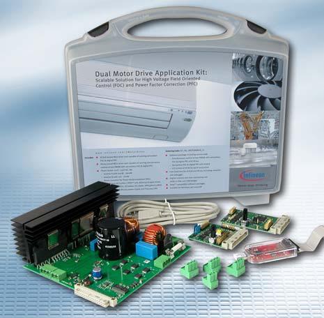 Dual Motor Drive Application Kit XC878 with vector computer 2 independent PWM units XE164 Real Time Signal controller with MAC unit 3 independent PWM units 2 independent fast ADCs with <200ns sample