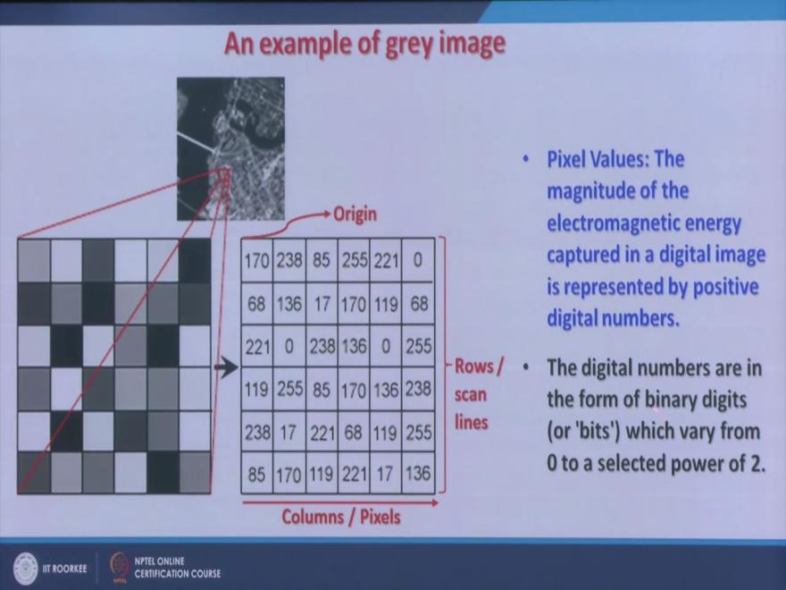 And the digital image in in our GIS terminology also otherwise from mathematical domain also that we call as an raster image it is nothing but a 2 dimensional matrix and it is a each unit as I have