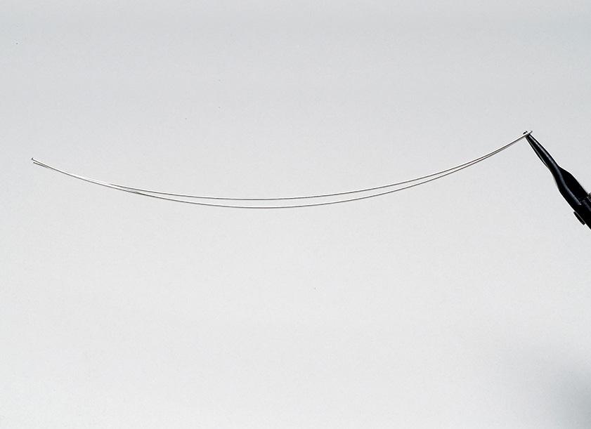 5 cm) of 20-gauge (0.8 mm) wire. Locate the center of the wire, and grasp it 10 with chainnose pliers.