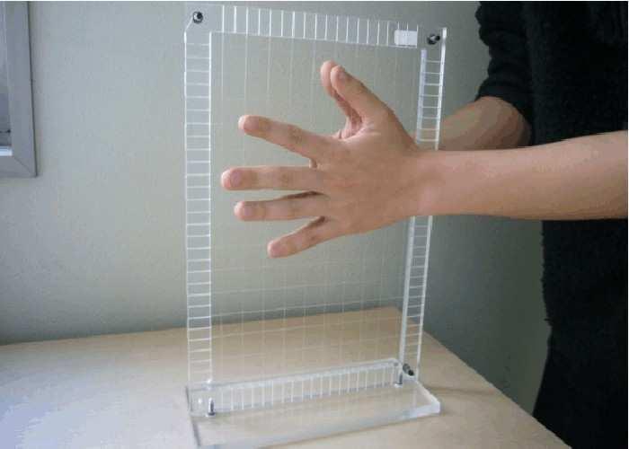 Fig. 1: Wire mesh generating velvet hand illusion For instance, in the visual Muller-Lyer illusion, a person perceives images that differ from objective reality.