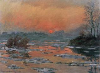 Sunset on the Seine in Winter 1880, Oil on
