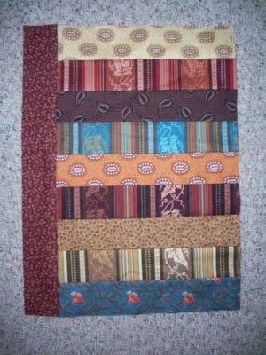 To make the front flap piece, pick 9 strips from your jelly roll.