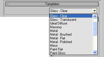 Defining Materials in VizRender Materials are defined in VizRender by the following steps. 1. Open the Materials Editor. 2. Name the material. 3. Select a base material template. 4.