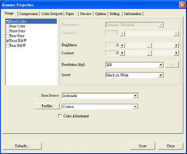 4.2.6 Editing Profiles The Scanner Properties dialog box allows you to change and save your frequently used scan settings into a profile.