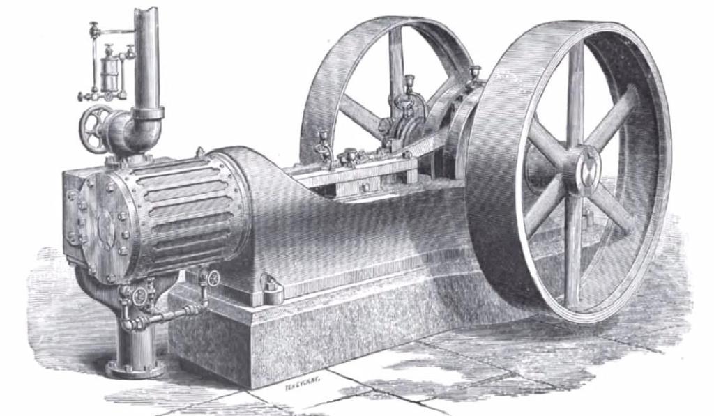Fig.1 Sims & armington steam engine The DC power transmitted over some lengths from the power plant were consumed as power loss thus every customer or user had to be in given certain range of power