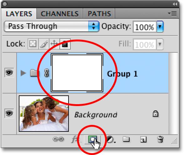 Both highlights layers are now inside the group: Click on the triangle icon to twirl a layer group open or closed, revealing or hiding the layers inside it.
