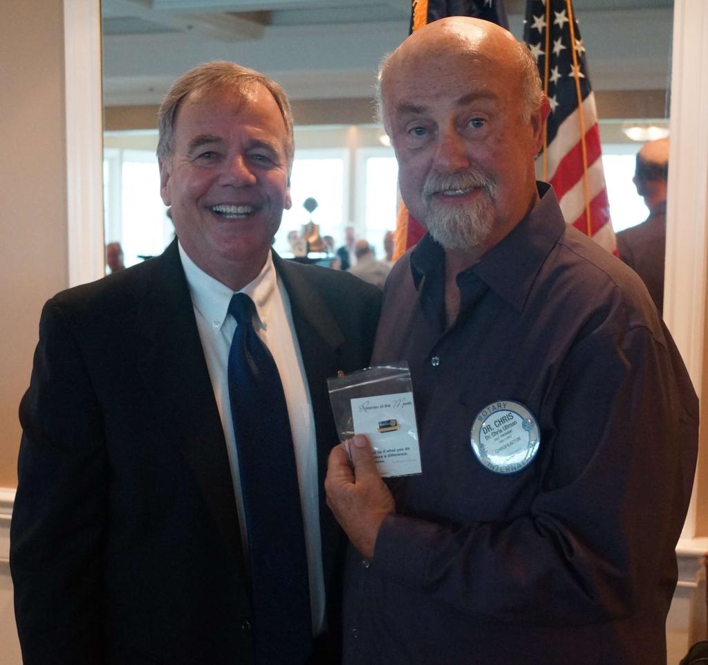 The Rotarian of the Month of September President Mark Burton announced that he had chosen Dr.