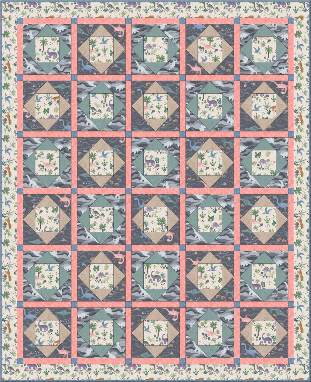 Kimmeridge Bay Quilt Designed and made by Sally Ablett Quilt Size: 51 x 60 Block Size: 8½ x 8½ DESIGN 3 (Main Diagram) FABRIC REQUIREMENTS (Kimmeridge Bay Collection) Fabric 1: ⅝yd - 70cm - A301.