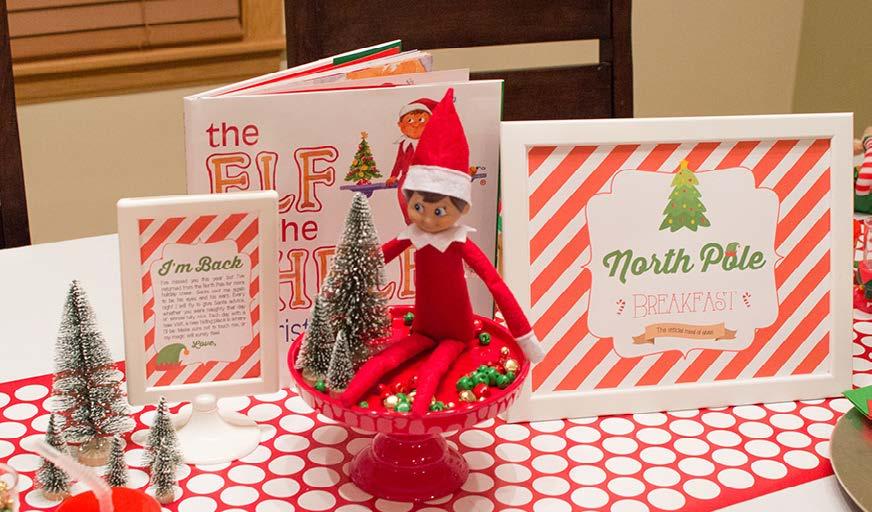 I m using a small red cake stand, which holds the Elf on the Shelf, surrounded by the jingle bells.