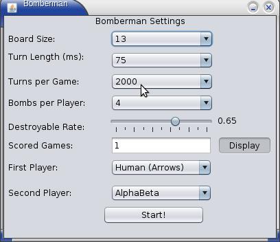 Our version of Bomberman Our version includes only a multiplayer mode for two players competing against each other. Players can be either human controlled or an artificial intelligence.
