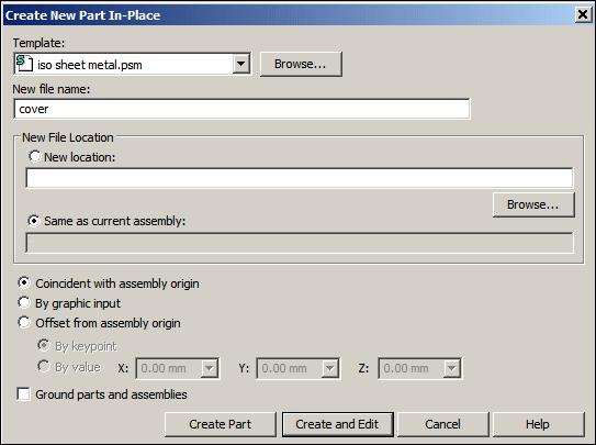 Lesson 11 Activity: Inter-part assembly modeling Create a new part in-place Click the HomefiAssemblefiCreate Part In-Place command.
