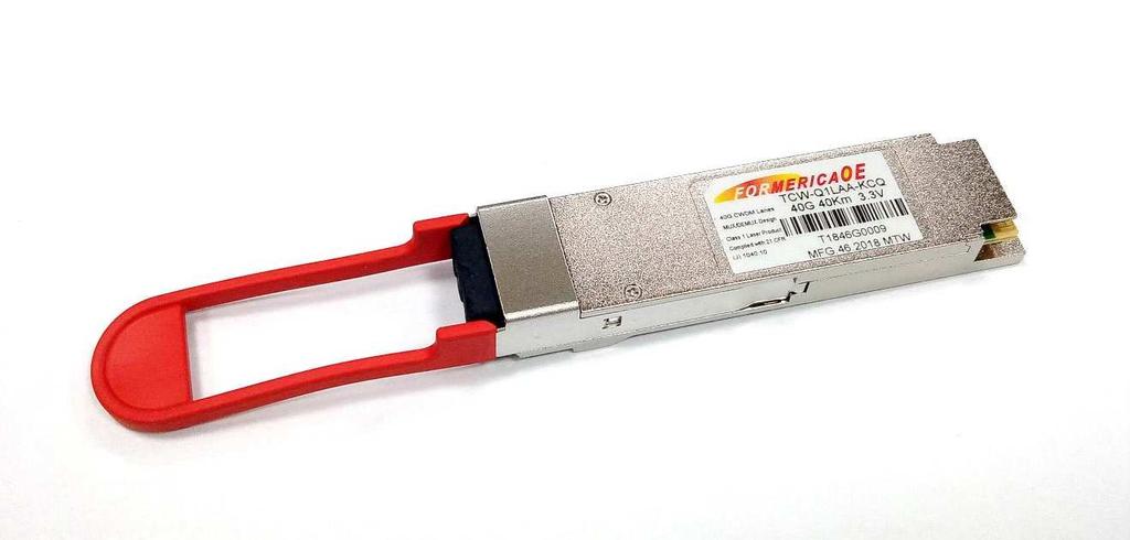 Specification 40 Gbps QSFP+ Pluggable Optical Transceiver Module 40GBASE-ER4 Ordering Information T C W Q 1 L A A K C Q Model Name Voltage Category Device type