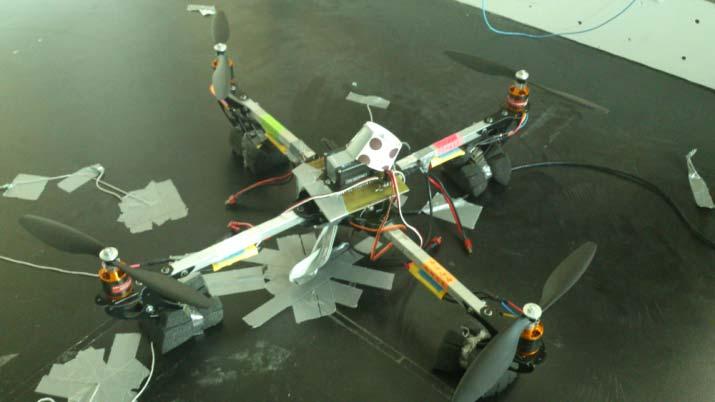 3. Experimental Results After the design of pitch and roll controllers, the quadrotor was detached from the test setup (Figure 3) and was started directly from the floor as shown in Figure 7.