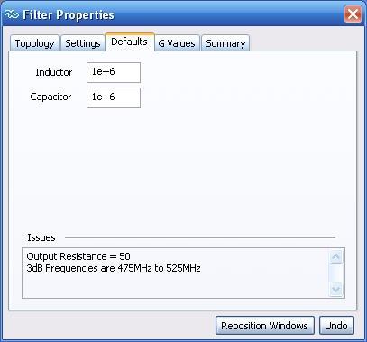 Design & Verification of Circuit Components IF filter design example: Settings
