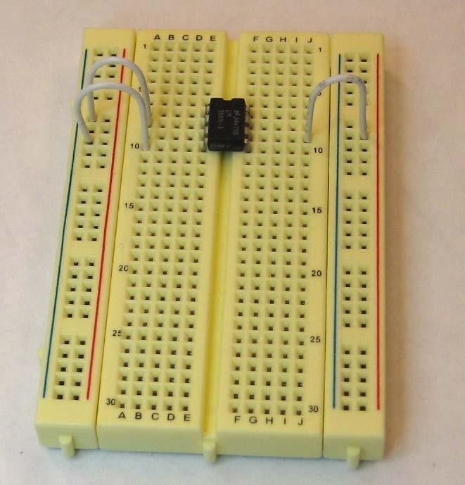 Building the Opto Receiver Circuit The first component to place on your breadboard is the LM 386 IC.