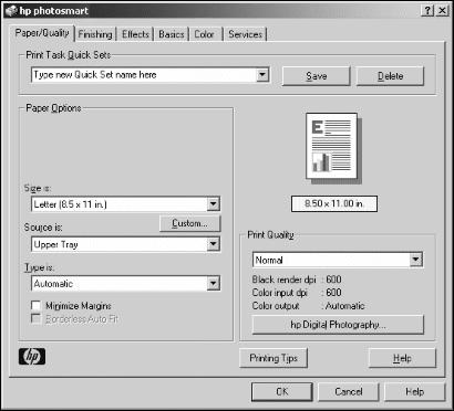 chapter 4 Note: The Properties button may be labeled Preferences and the Print dialog box may be different for each software application.