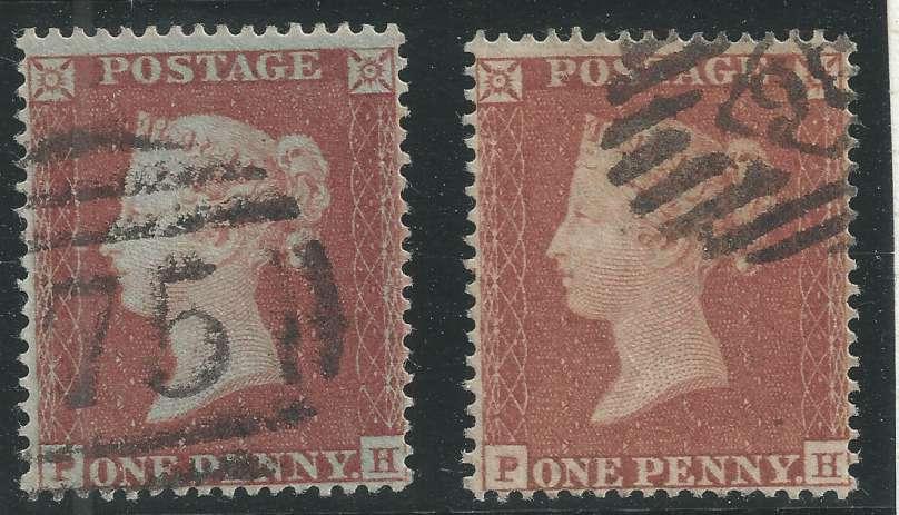 1854 1d Red Die I SG 17 and 18 Plate 173 PH