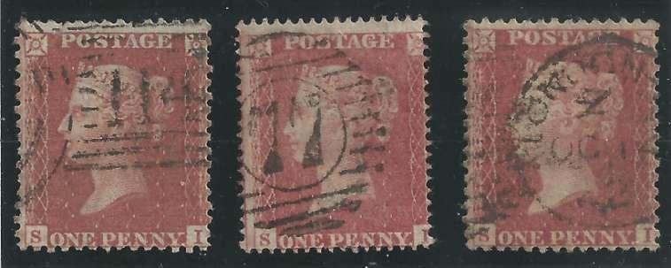 1855-57 1d Red Die II Matched set of plate 27 SI