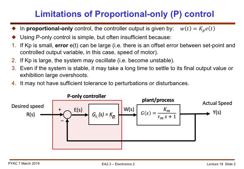 In the last lecture, we studied in some details, how proportional feedback control works.