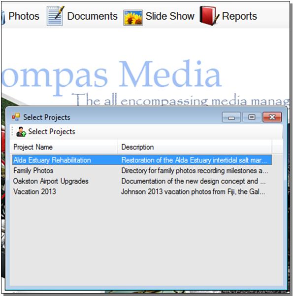 Slide Shows 7.0 SLIDE SHOWS NCompas Media s Slide Show function allows you to select and display photos from one or multiple projects as a full screen slide show.