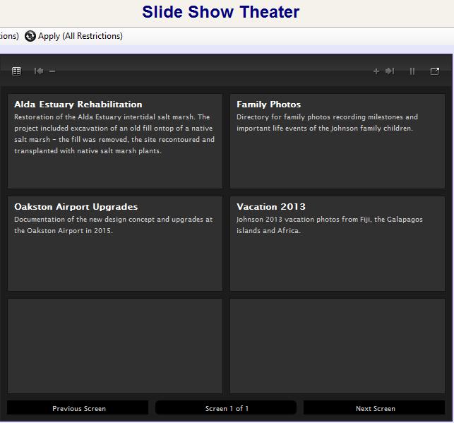 In order to view the pictures click on the theatre box containing the project title.