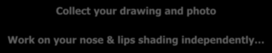 First 10 Minutes: Collect your drawing and photo Work on your nose & lips