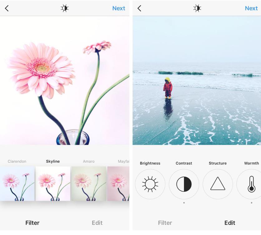 : Edit your photos right before sharing them Selection of color and